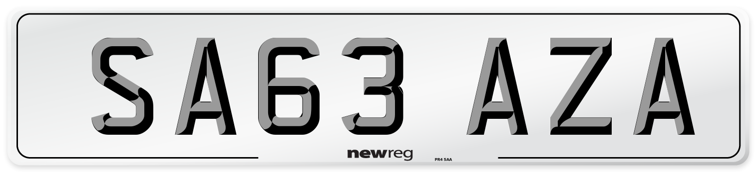SA63 AZA Number Plate from New Reg
